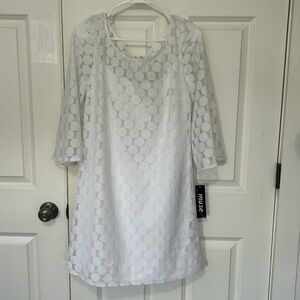 Muse White Sheath Dress Size 10 3/4 Sleeves Round Neck cocktail party dress